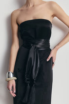 High Gloss Satin Tassel Shawl - Black