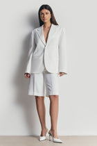 Satin Detail Single Breasted Blazer - White