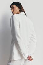 Satin Detail Single Breasted Blazer - White