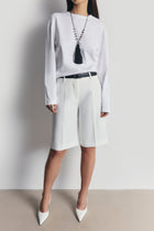 Satin Detail Longline Shorts - White