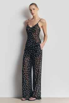 Chiffon V Neck Camisole Top -  Maxi Polka Dot