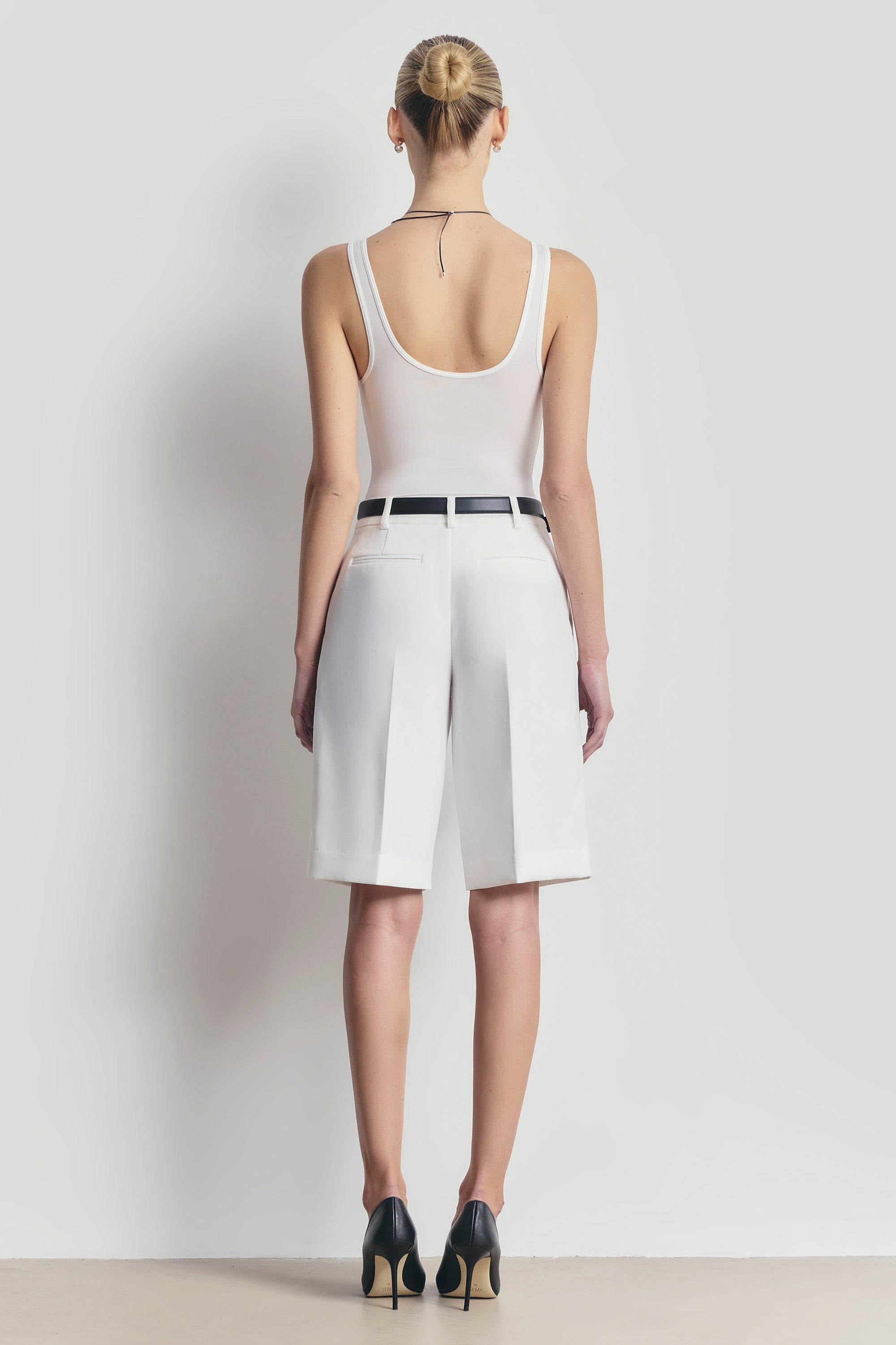 Semi Sheer Scoop Neck Bodysuit - White