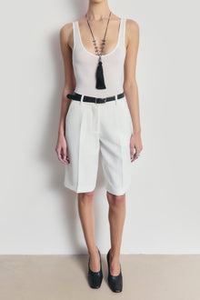 Semi Sheer Scoop Neck Bodysuit - White