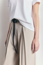 Box Pleat Tailored Wide Leg Trousers - Stone