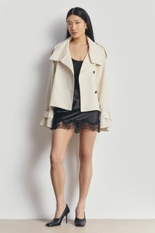 Cropped Funnel Neck Trench - Ecru