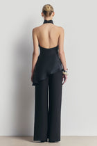 Cowl Neck Asymmetric Top - Black