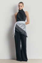 Cowl Neck Asymmetric Top - Black