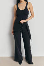 Tailored Draped Belt Trousers - Black