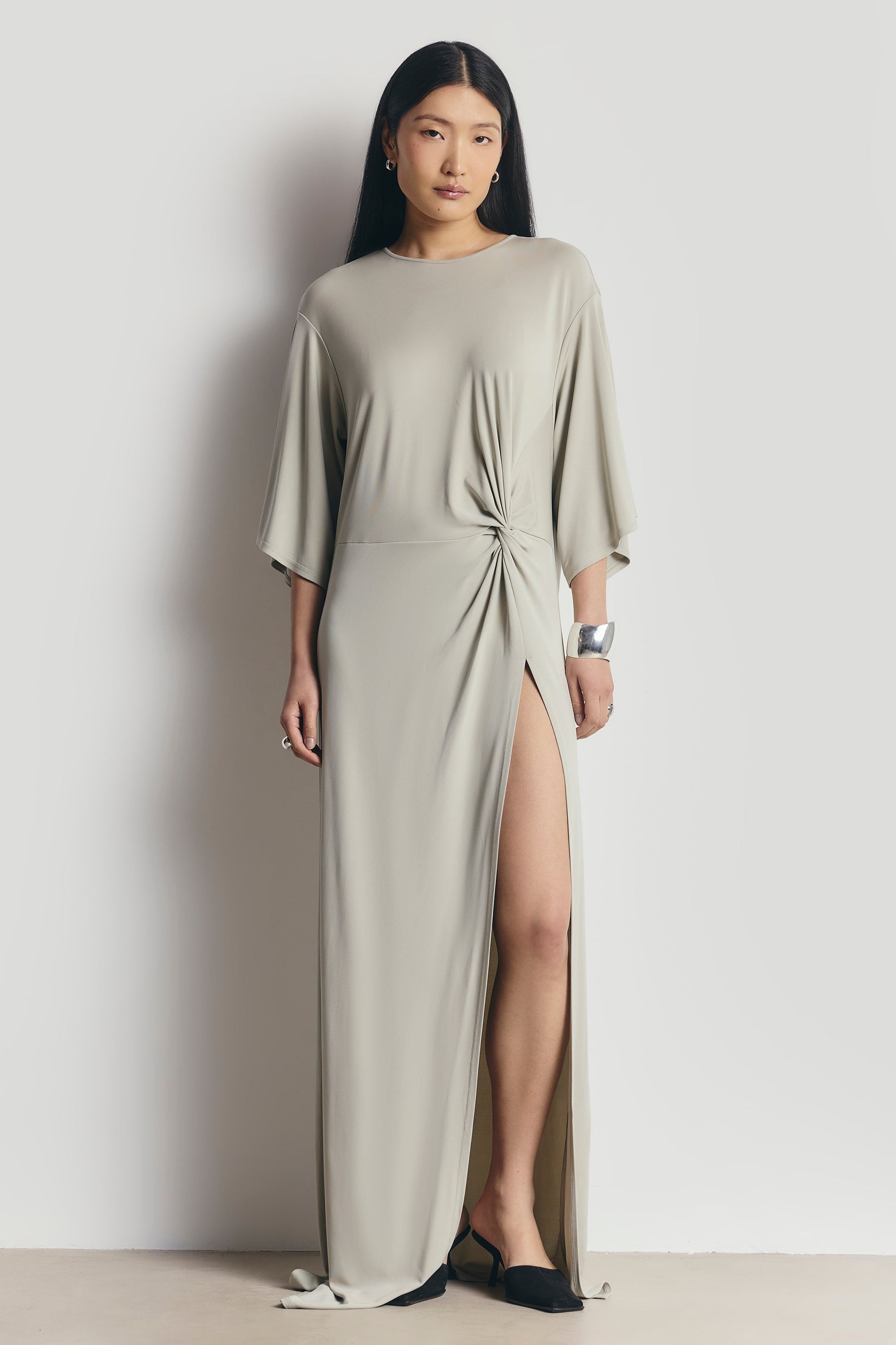 Relaxed Dropped Waist T-Shirt Gown - Antique Sage