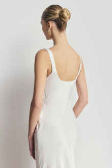 High Gloss Satin Cowl Neck Gown - Cream