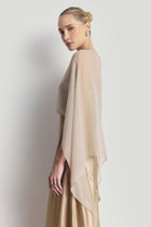 Sheer Chiffon Curved Hem Cape - Champagne