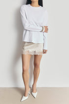 Satin Lace Detail Mini Skirt - Champagne