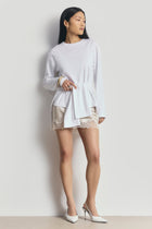 Satin Lace Detail Mini Skirt - Champagne