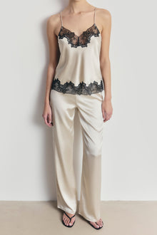 Satin Lace Detail Camisole - Champagne/Black