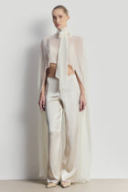 Sheer Chiffon High Neck Cape - Cream