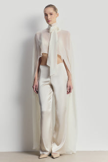 Sheer Chiffon High Neck Cape - Cream