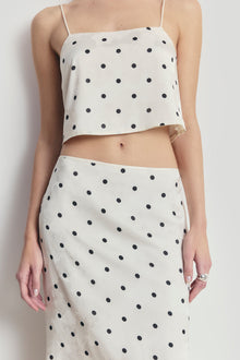 Satin Jacquard Polka Dot Camisole Top - Cream Polka Dot
