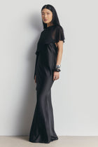 Sheer Chiffon Asymmetric Cape - Black