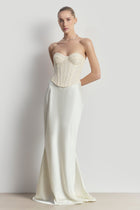 Lace Corset Gown with Sweetheart Neckline - Cream