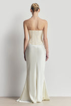 Lace Corset Gown with Sweetheart Neckline - Cream