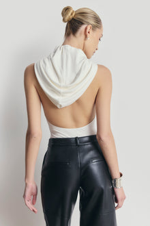Hooded Halterneck Bodysuit - White