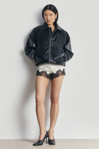 Satin Lace Detail Shorts - Champagne/Black
