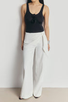Tailored Draped Belt Trousers - White