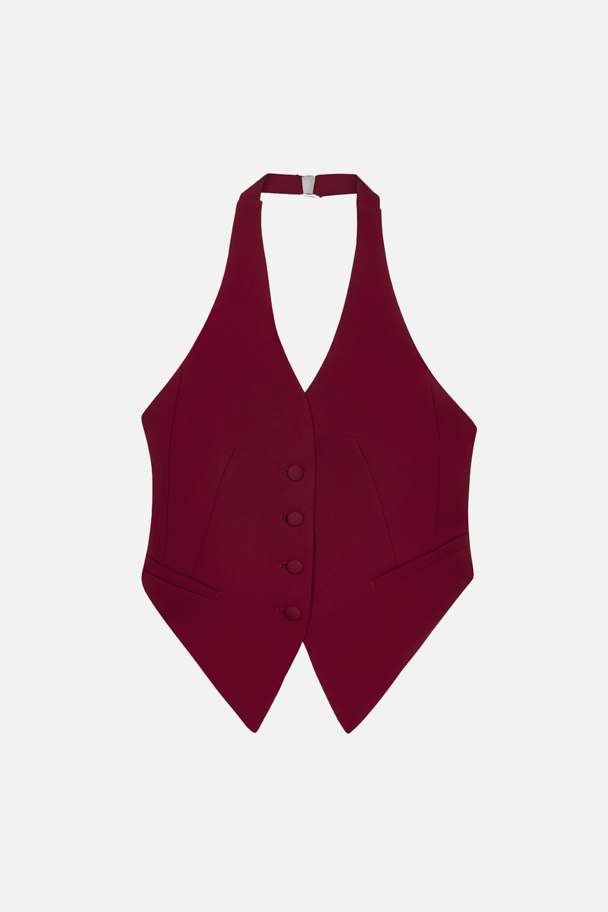 Backless Halter Waistcoat - Burgundy