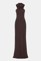 Hooded Halterneck Maxi Dress - Carob