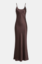 Satin Scoop Neck Camisole Maxi Dress - Carob