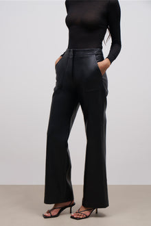 Leather Pocket Detail Trousers - Black