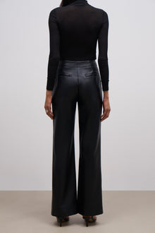 Leather Pocket Detail Trousers - Black