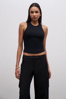 Heavy Ribbed Racer Top - Black