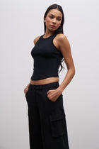 Heavy Ribbed Racer Top - Black