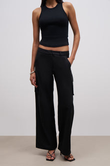 Low Rise Cargo Trousers - Black