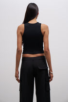 Heavy Ribbed Racer Top - Black