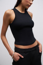 Heavy Ribbed Racer Top - Black