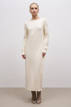 Cashmere Blend Column Maxi Dress - Cream