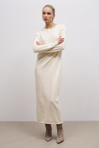 Cashmere Blend Column Maxi Dress - Cream