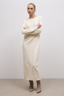 Cashmere Blend Column Maxi Dress - Cream