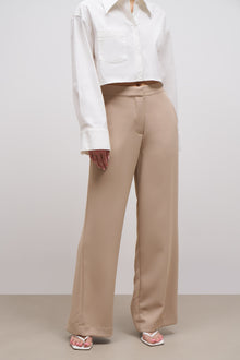 Effortless Wide Leg Trousers - Fawn