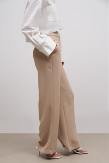 Effortless Wide Leg Trousers - Fawn