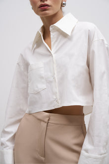 Cropped Formal Shirt - White