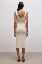 Scoop Neck Knit Midi Dress - Cream