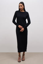 Cashmere Blend Column Maxi Dress - Black