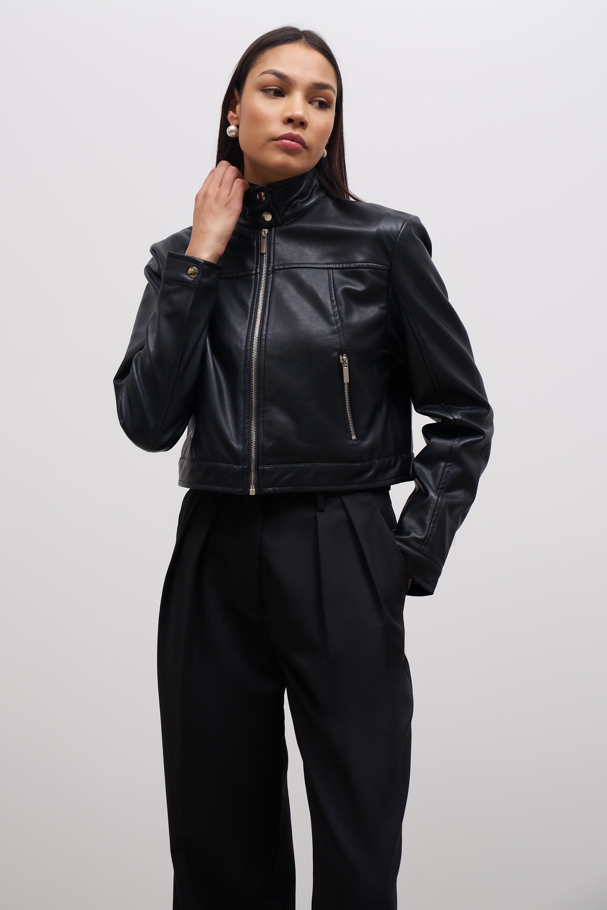 Leather Biker Jacket - Black