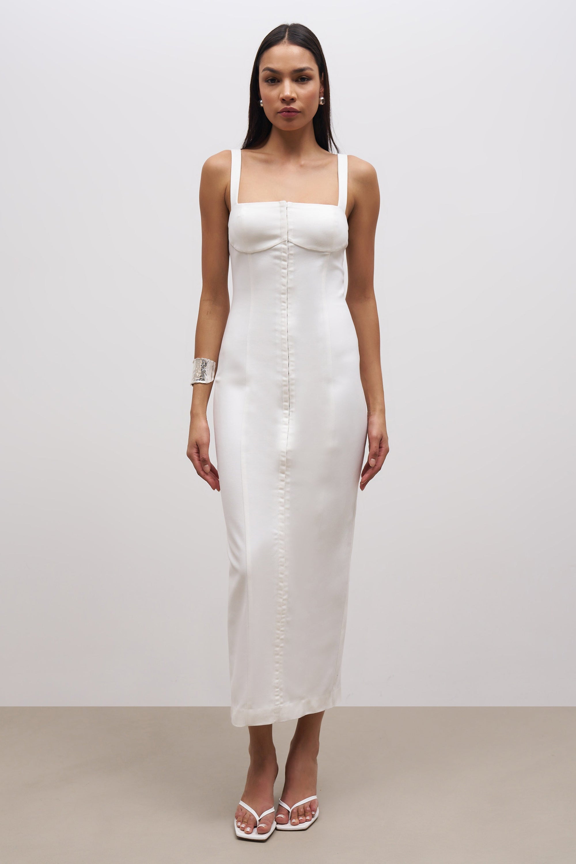 Square Neck Corset Maxi Dress - Ivory