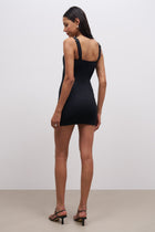 Square Neck Mini Dress - Black