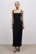 Square Neck Corset Maxi Dress - Black