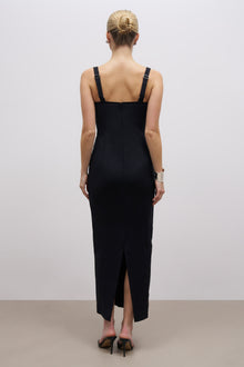 Square Neck Corset Maxi Dress - Black